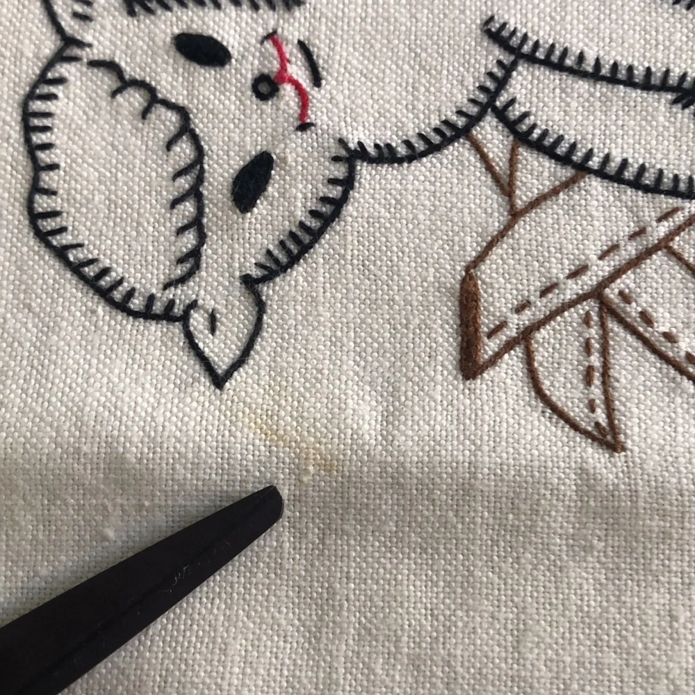 4 vintage hand embroidered canon linen tea towels with baby ducks and baby lamb